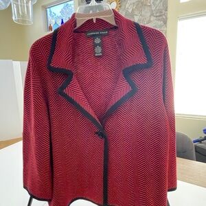 Josephine Chaus Ruby Red and Black Knit Blazer